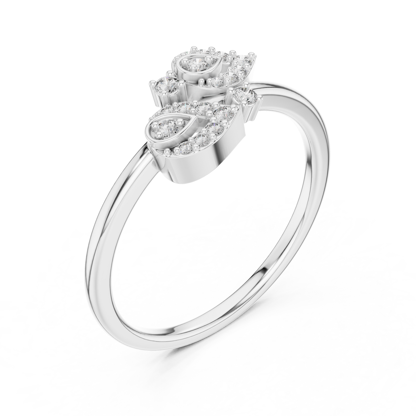 Round Cut Lab Created Diamond Leaf Cluster Ring