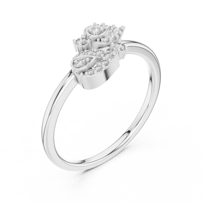 Round Cut Lab Created Diamond Leaf Cluster Ring