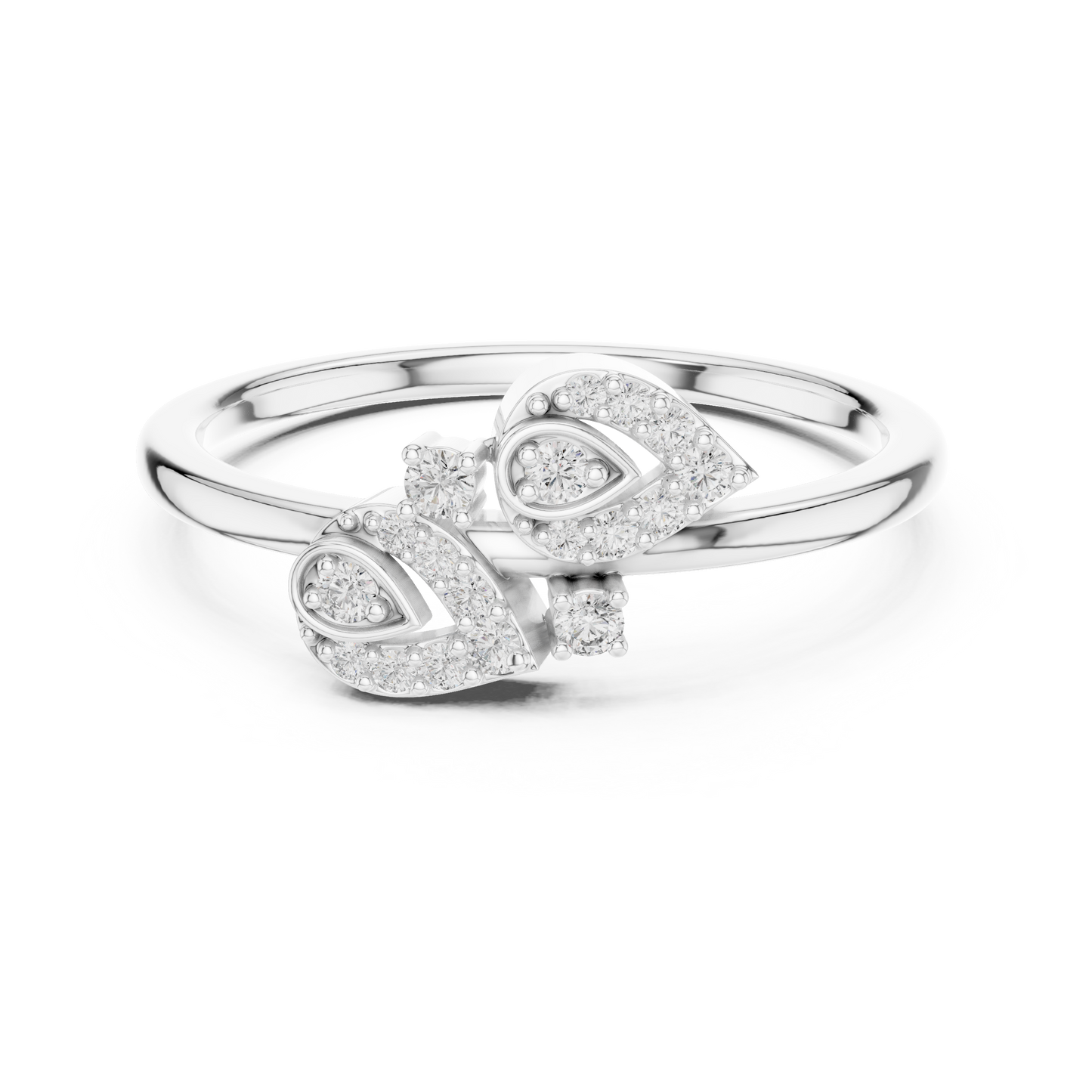 Round Cut Lab Created Diamond Leaf Cluster Ring