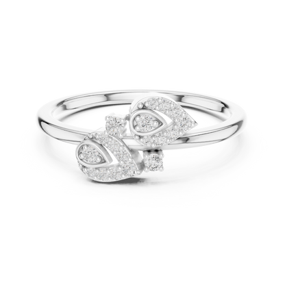 Round Cut Lab Created Diamond Leaf Cluster Ring