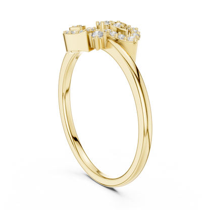 Round Cut Lab Created Diamond Leaf Cluster Ring