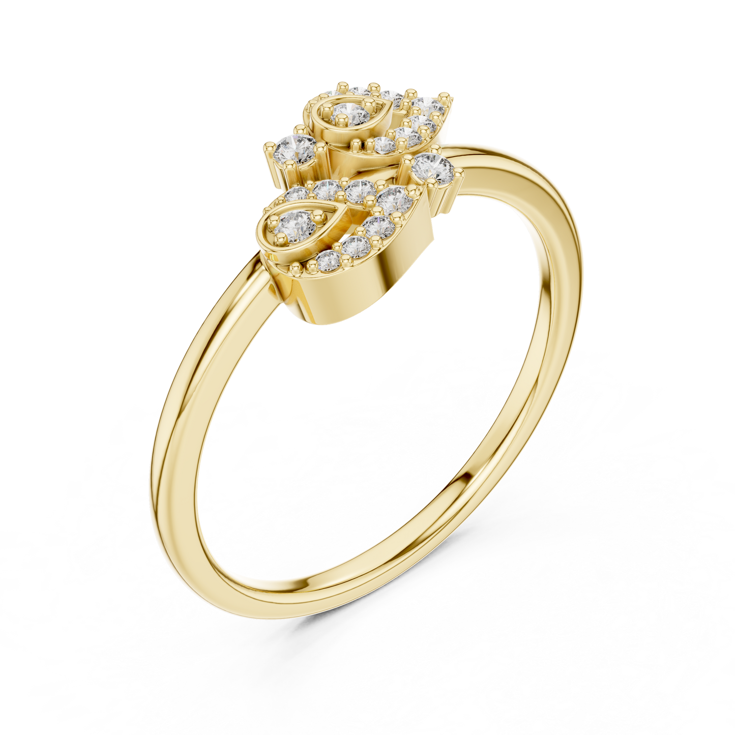 Round Cut Lab Created Diamond Leaf Cluster Ring