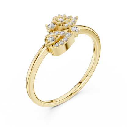 Round Cut Lab Created Diamond Leaf Cluster Ring