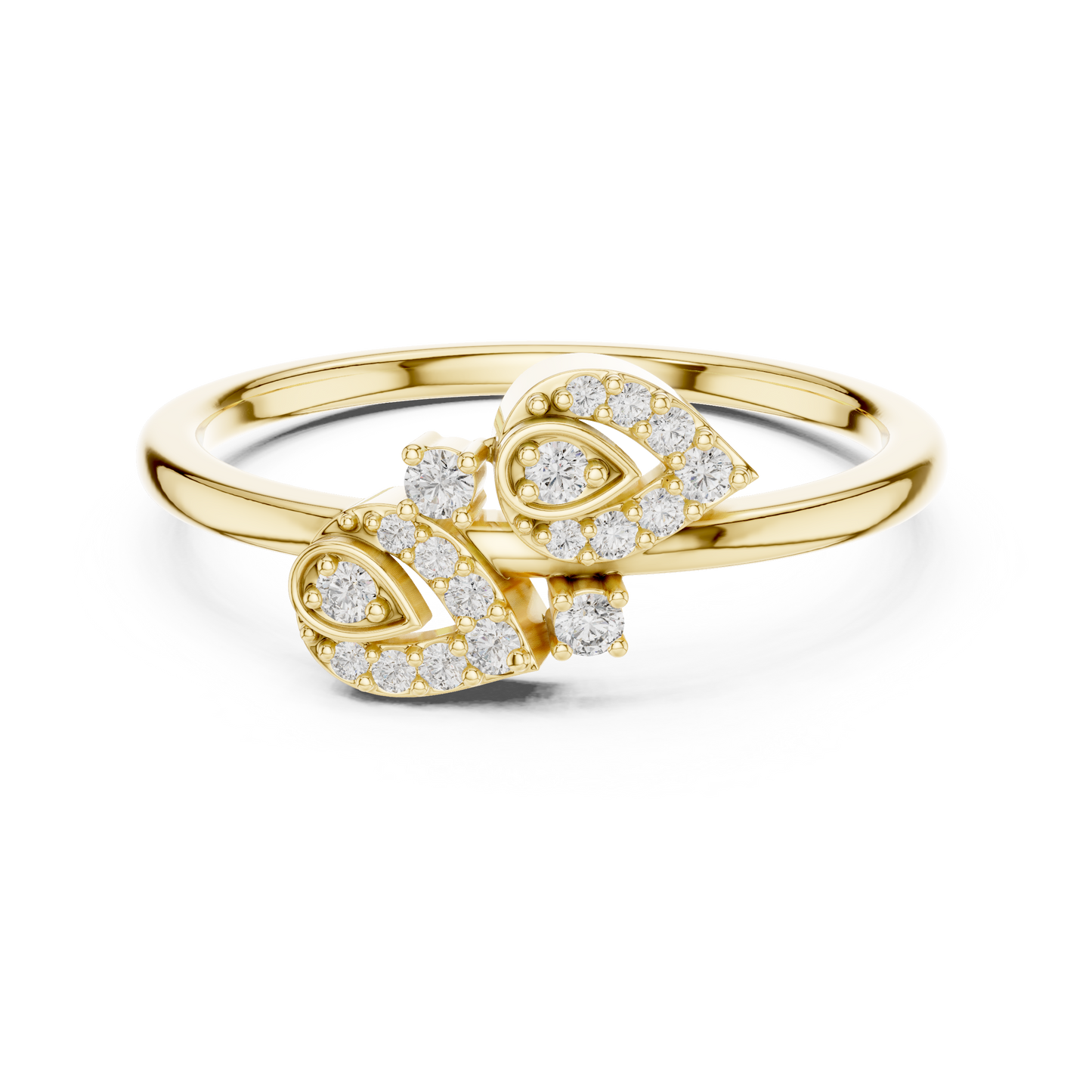 Round Cut Lab Created Diamond Leaf Cluster Ring