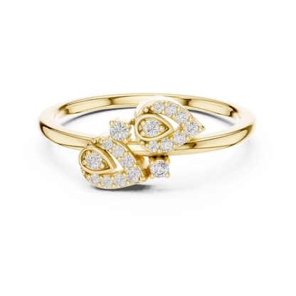 Round Cut Lab Created Diamond Leaf Cluster Ring