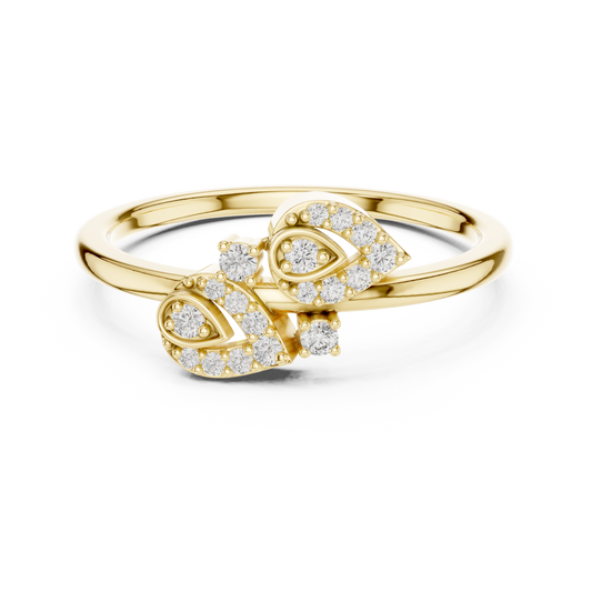 Round Cut Lab Created Diamond Leaf Cluster Ring