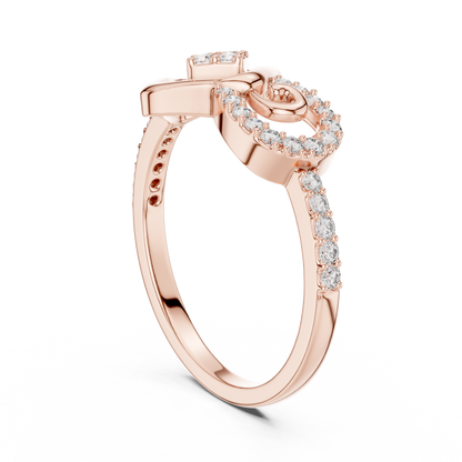 Lab Created Diamond Geometric Infinity Square Kite Cluster Ring
