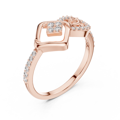 Lab Created Diamond Geometric Infinity Square Kite Cluster Ring