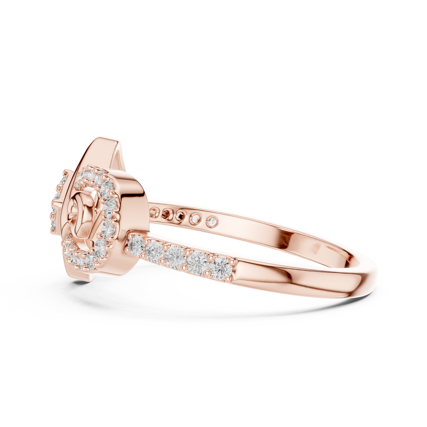 Lab Created Diamond Geometric Infinity Square Kite Cluster Ring