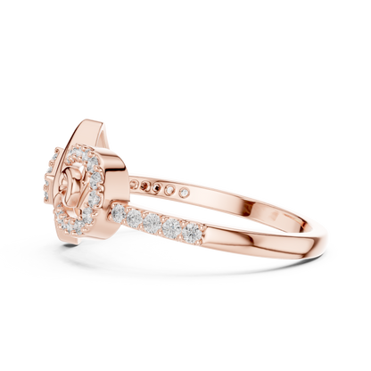 Lab Created Diamond Geometric Infinity Square Kite Cluster Ring