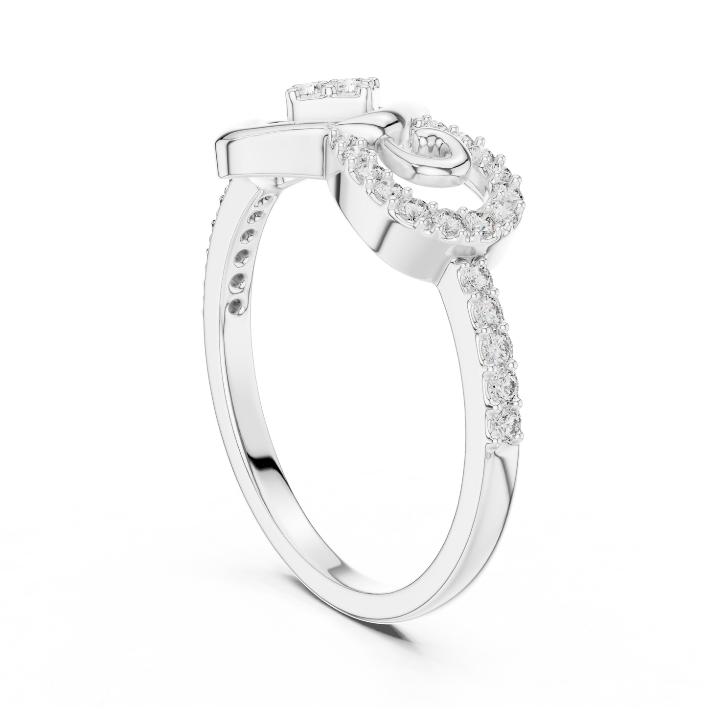 Lab Created Diamond Geometric Infinity Square Kite Cluster Ring