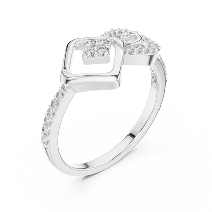 Lab Created Diamond Geometric Infinity Square Kite Cluster Ring