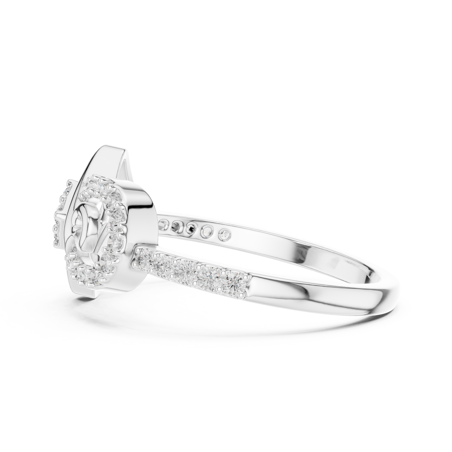 Lab Created Diamond Geometric Infinity Square Kite Cluster Ring
