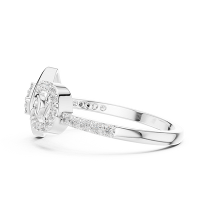 Lab Created Diamond Geometric Infinity Square Kite Cluster Ring