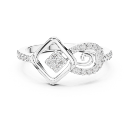 Lab Created Diamond Geometric Infinity Square Kite Cluster Ring