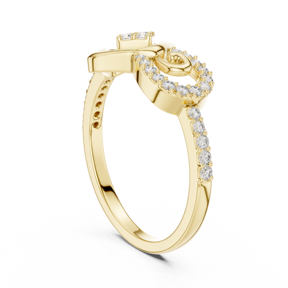 Lab Created Diamond Geometric Infinity Square Kite Cluster Ring