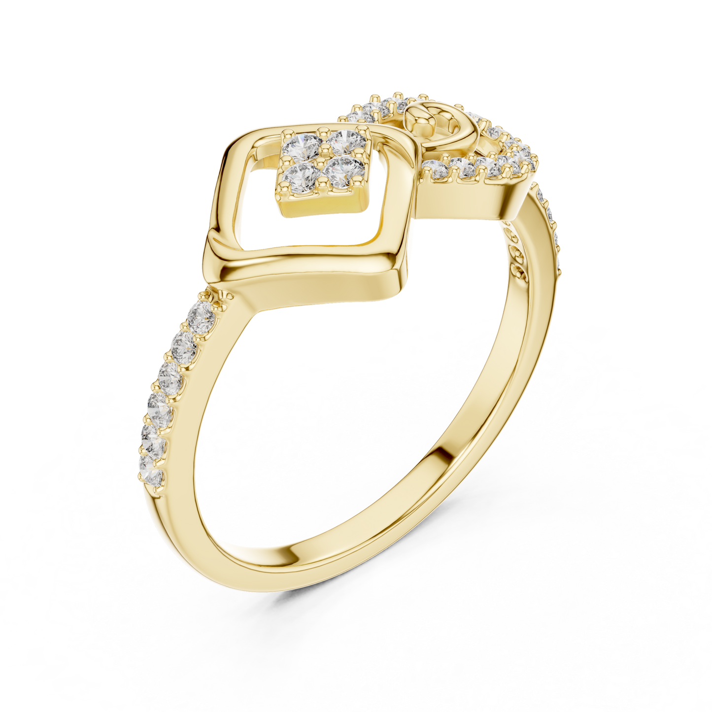 Lab Created Diamond Geometric Infinity Square Kite Cluster Ring