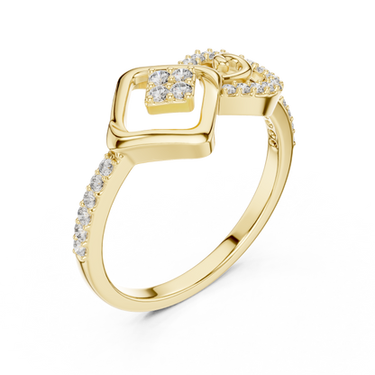 Lab Created Diamond Geometric Infinity Square Kite Cluster Ring