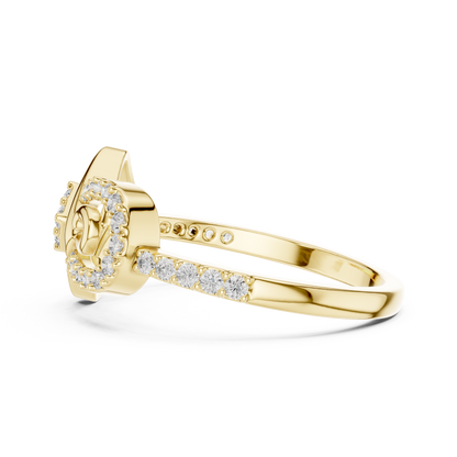 Lab Created Diamond Geometric Infinity Square Kite Cluster Ring