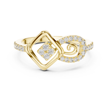 Lab Created Diamond Geometric Infinity Square Kite Cluster Ring