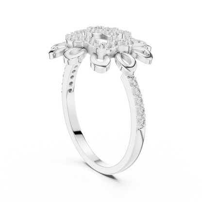 Round Lab Grown Diamond Sunburst Swirl Ring 14K Rose Gold