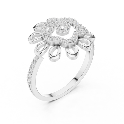 Round Lab Grown Diamond Sunburst Swirl Ring 14K Rose Gold