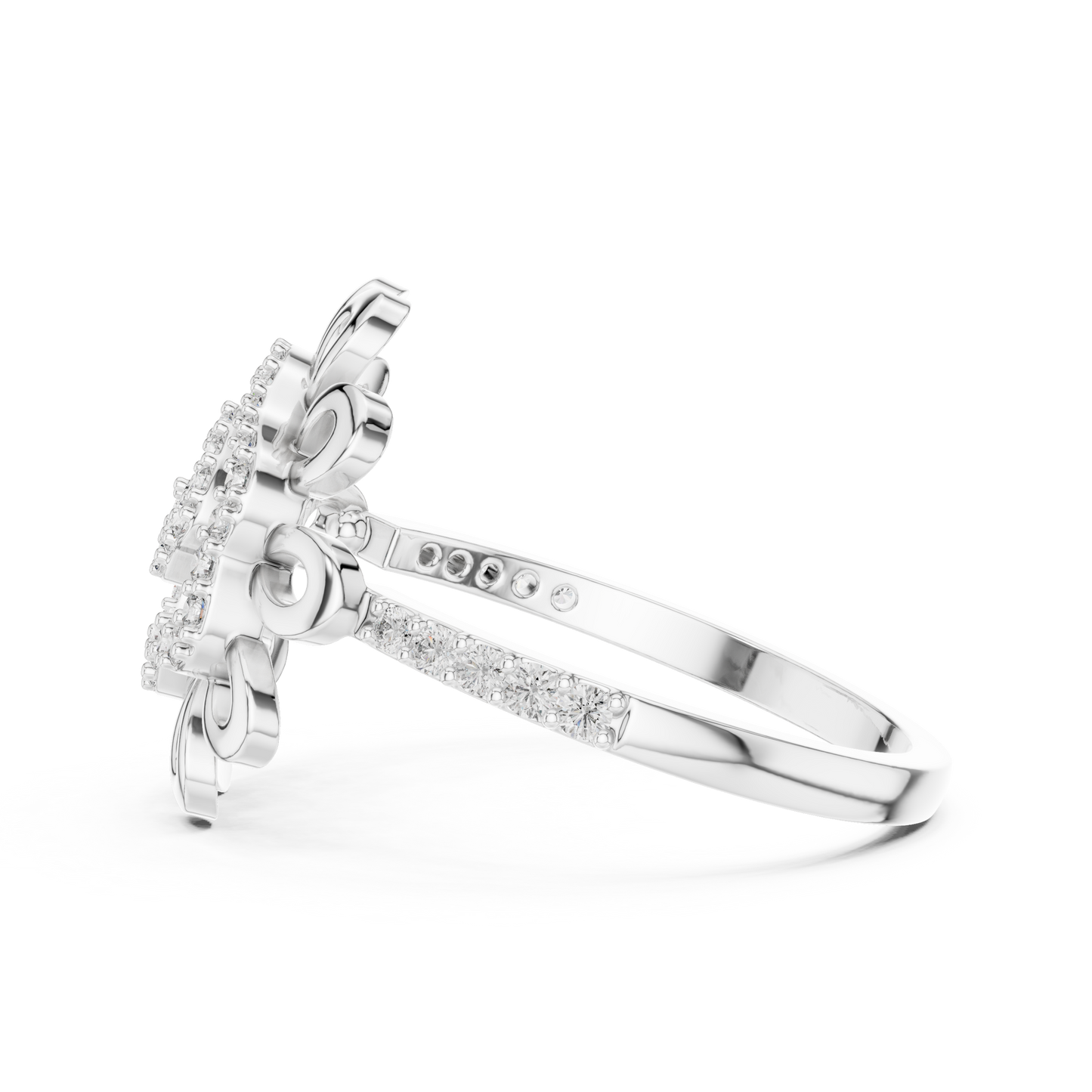 Round Lab Grown Diamond Sunburst Swirl Ring 14K Rose Gold
