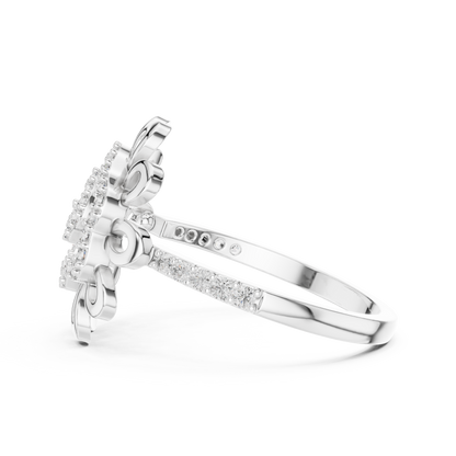 Round Lab Grown Diamond Sunburst Swirl Ring 14K Rose Gold