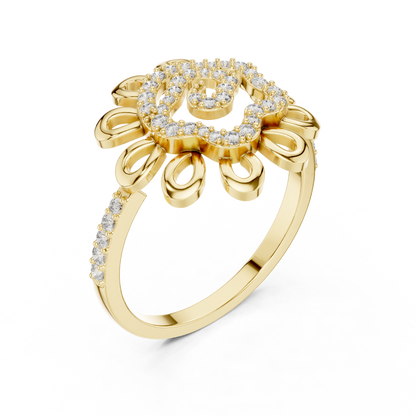 Round Lab Grown Diamond Sunburst Swirl Ring 14K Rose Gold