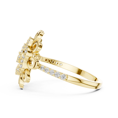 Round Lab Grown Diamond Sunburst Swirl Ring 14K Rose Gold