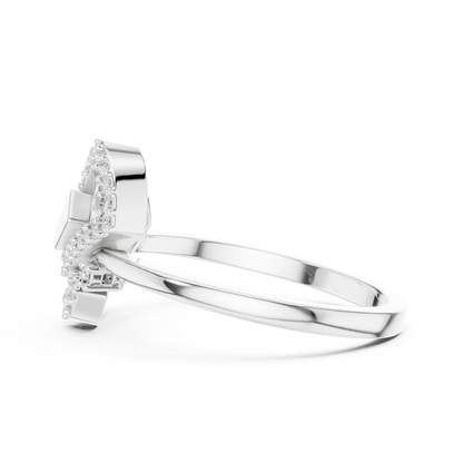Round Lab Grown Diamond Geometric Link Ring 14K Yellow Gold