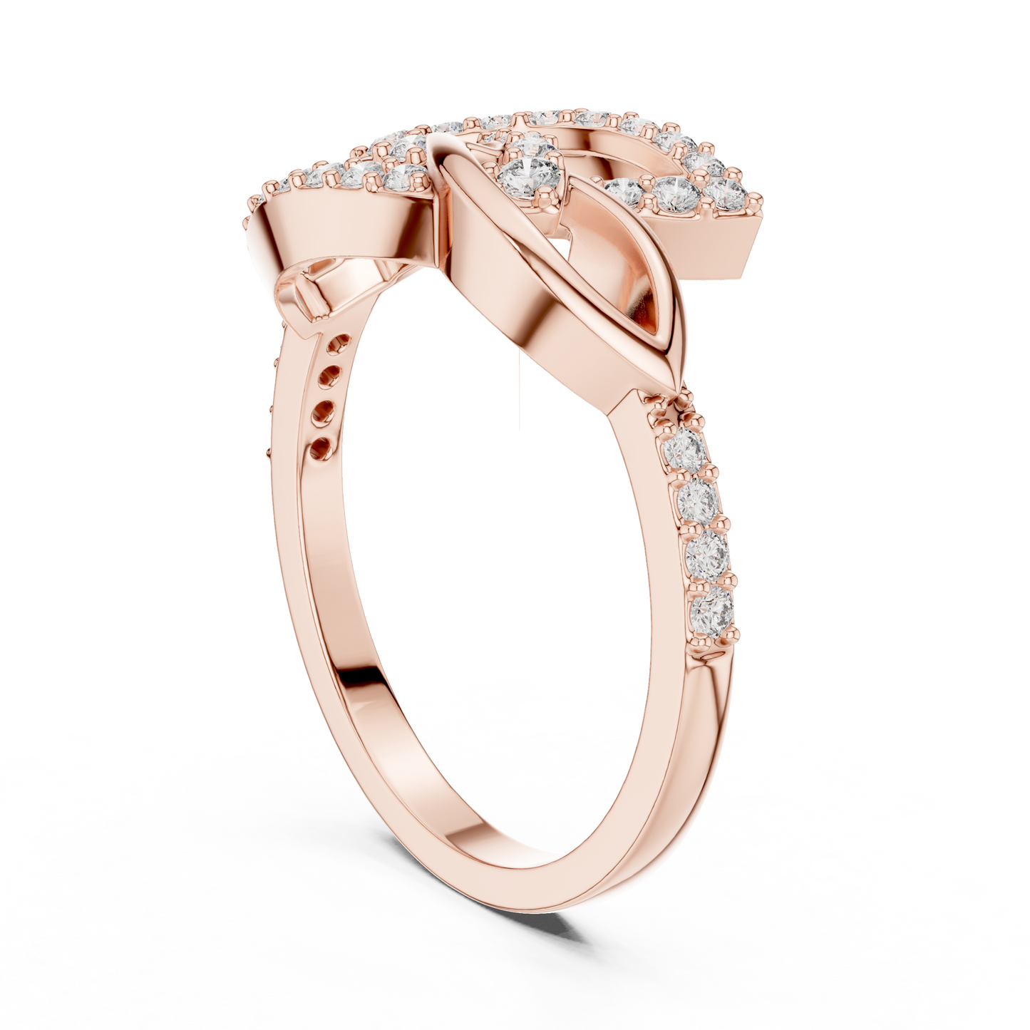 Lab Grown Diamond Unique Interlocking Marquise Ring 14K White Gold