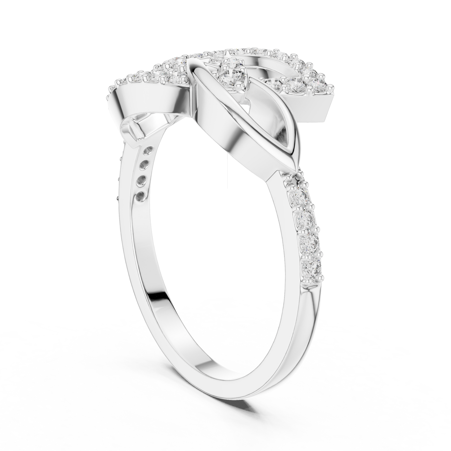 Lab Grown Diamond Unique Interlocking Marquise Ring 14K White Gold