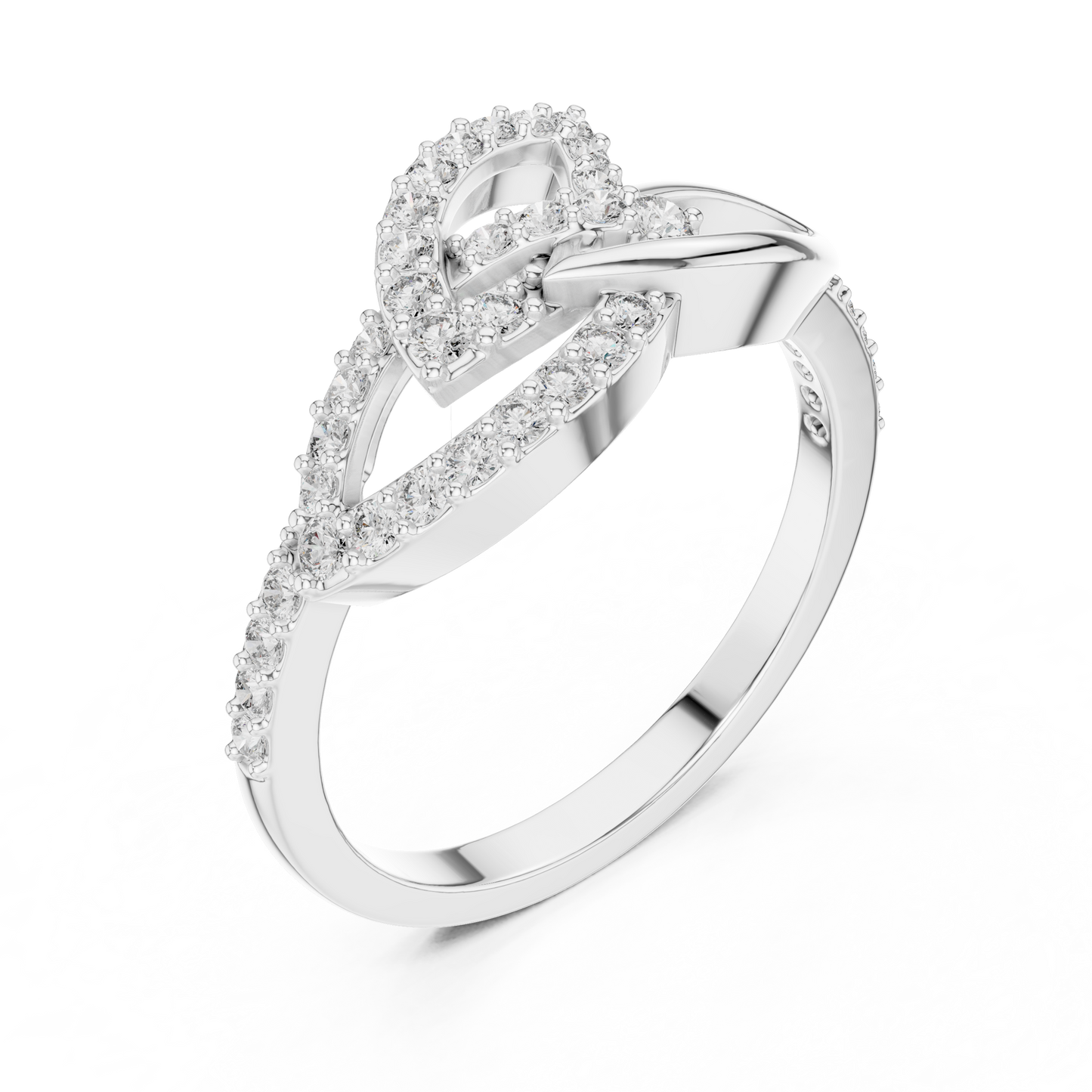 Lab Grown Diamond Unique Interlocking Marquise Ring 14K White Gold