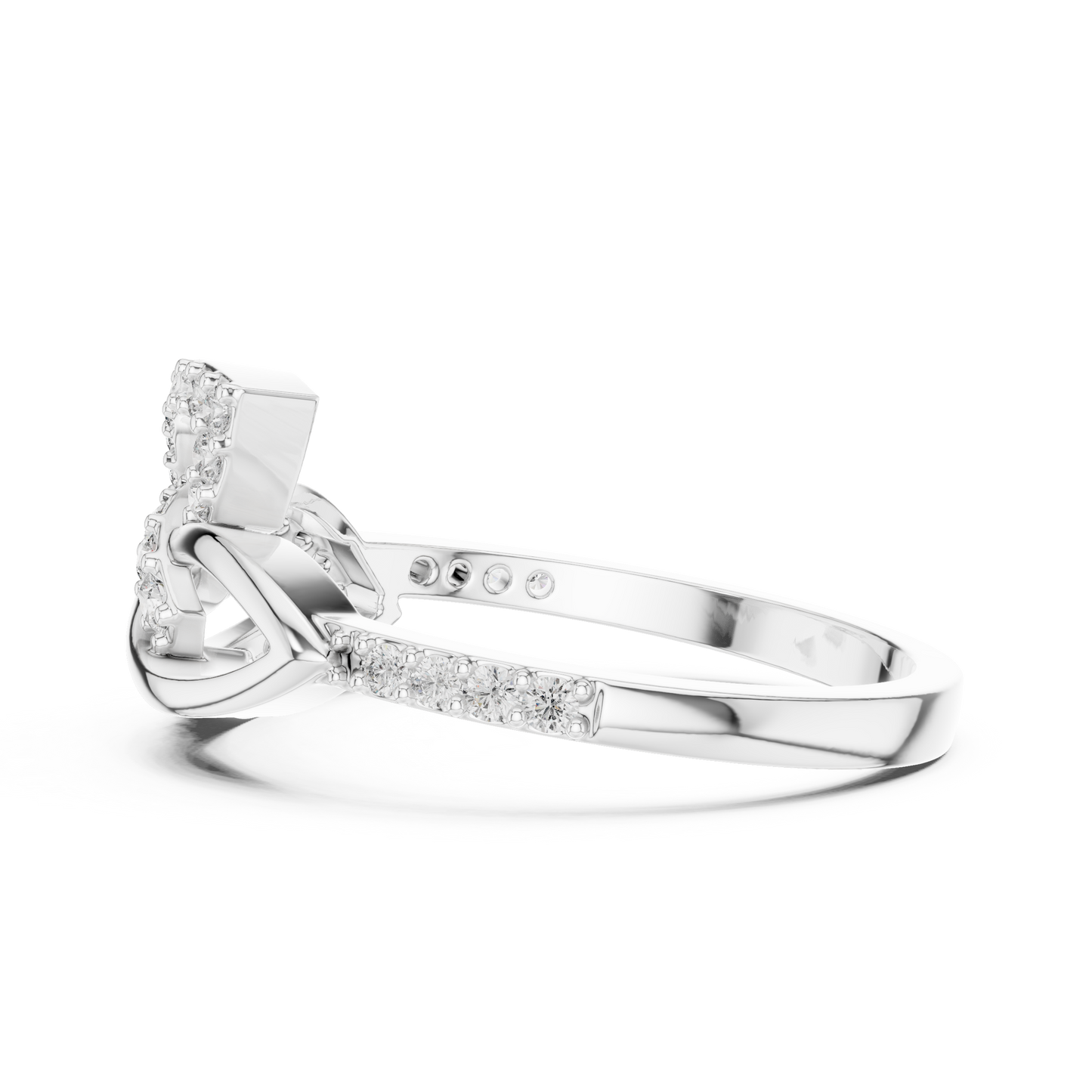 Lab Grown Diamond Unique Interlocking Marquise Ring 14K White Gold