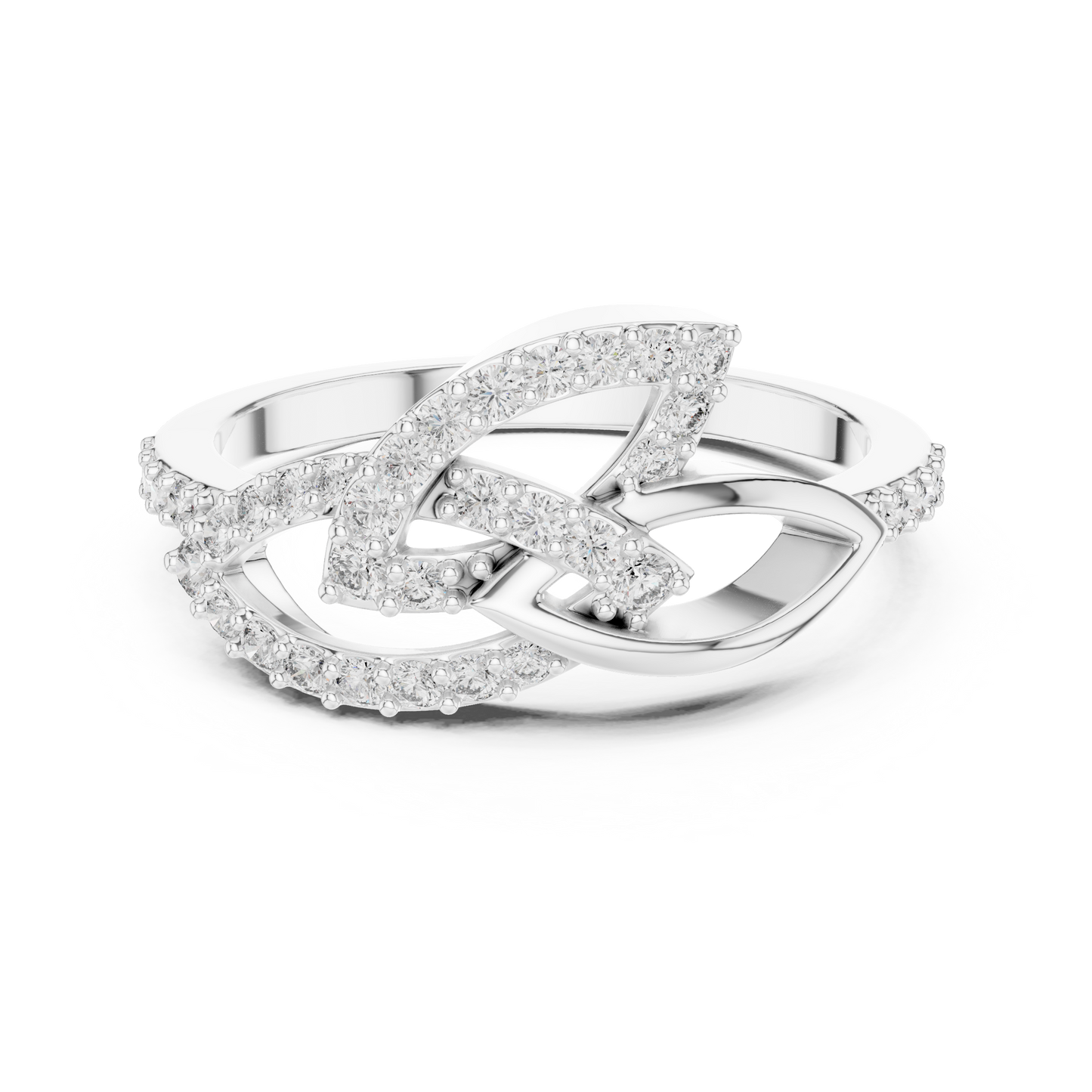 Lab Grown Diamond Unique Interlocking Marquise Ring 14K White Gold