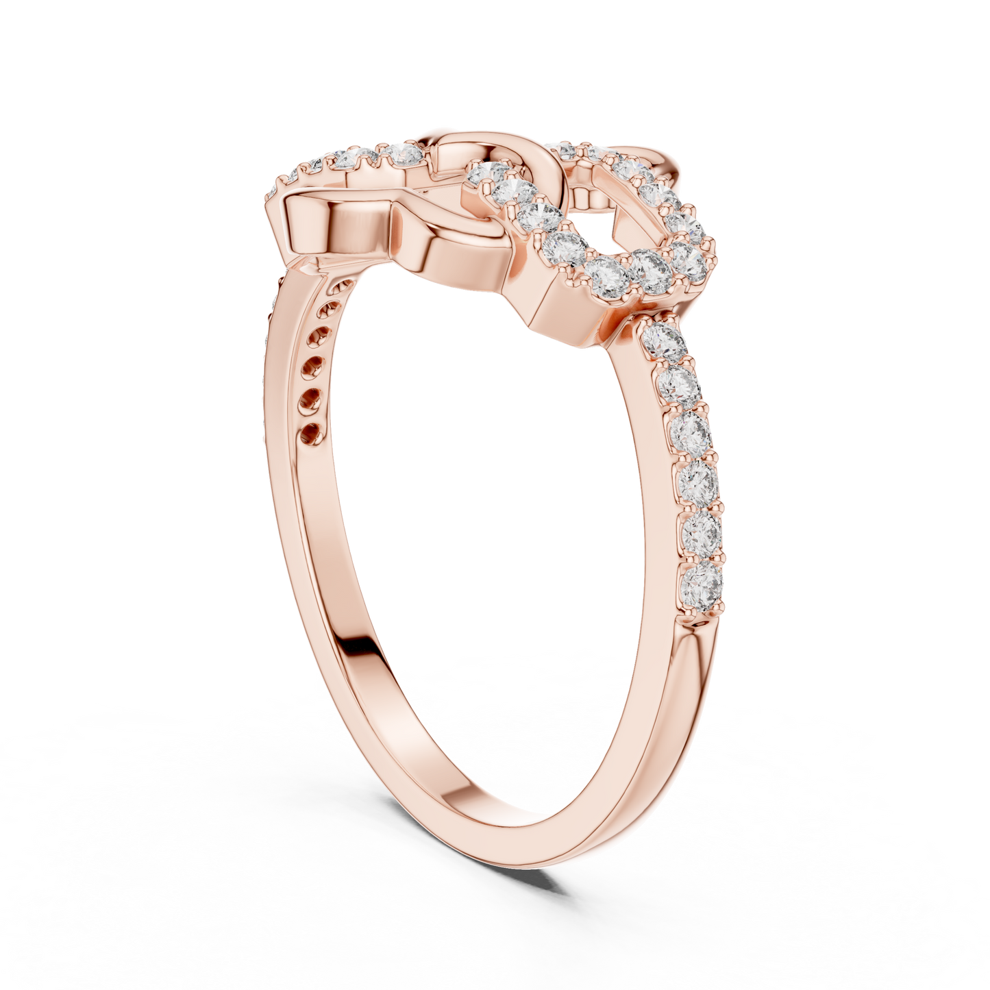 Lab Created Diamond Geometric Connected Heart Ring