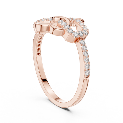 Lab Created Diamond Geometric Connected Heart Ring