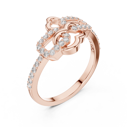 Lab Created Diamond Geometric Connected Heart Ring