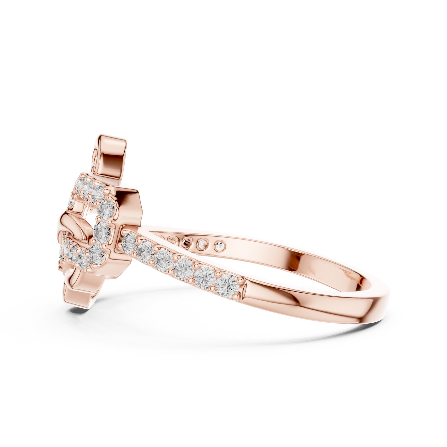 Lab Created Diamond Geometric Connected Heart Ring