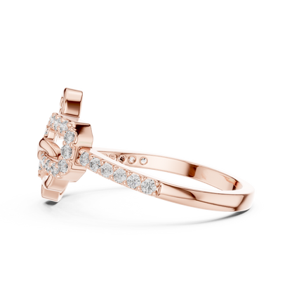 Lab Created Diamond Geometric Connected Heart Ring