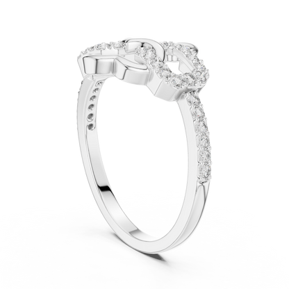 Lab Created Diamond Geometric Connected Heart Ring