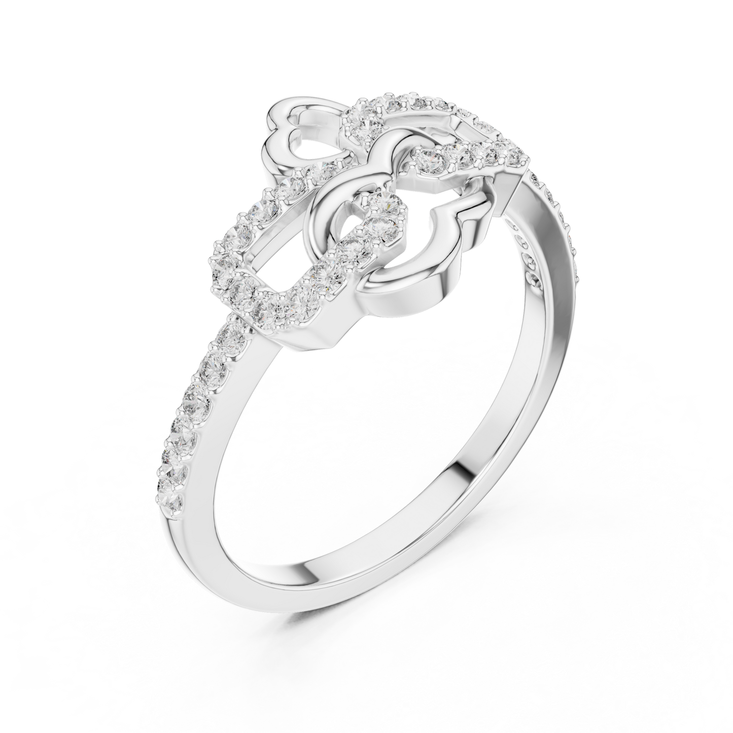 Lab Created Diamond Geometric Connected Heart Ring