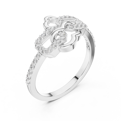 Lab Created Diamond Geometric Connected Heart Ring