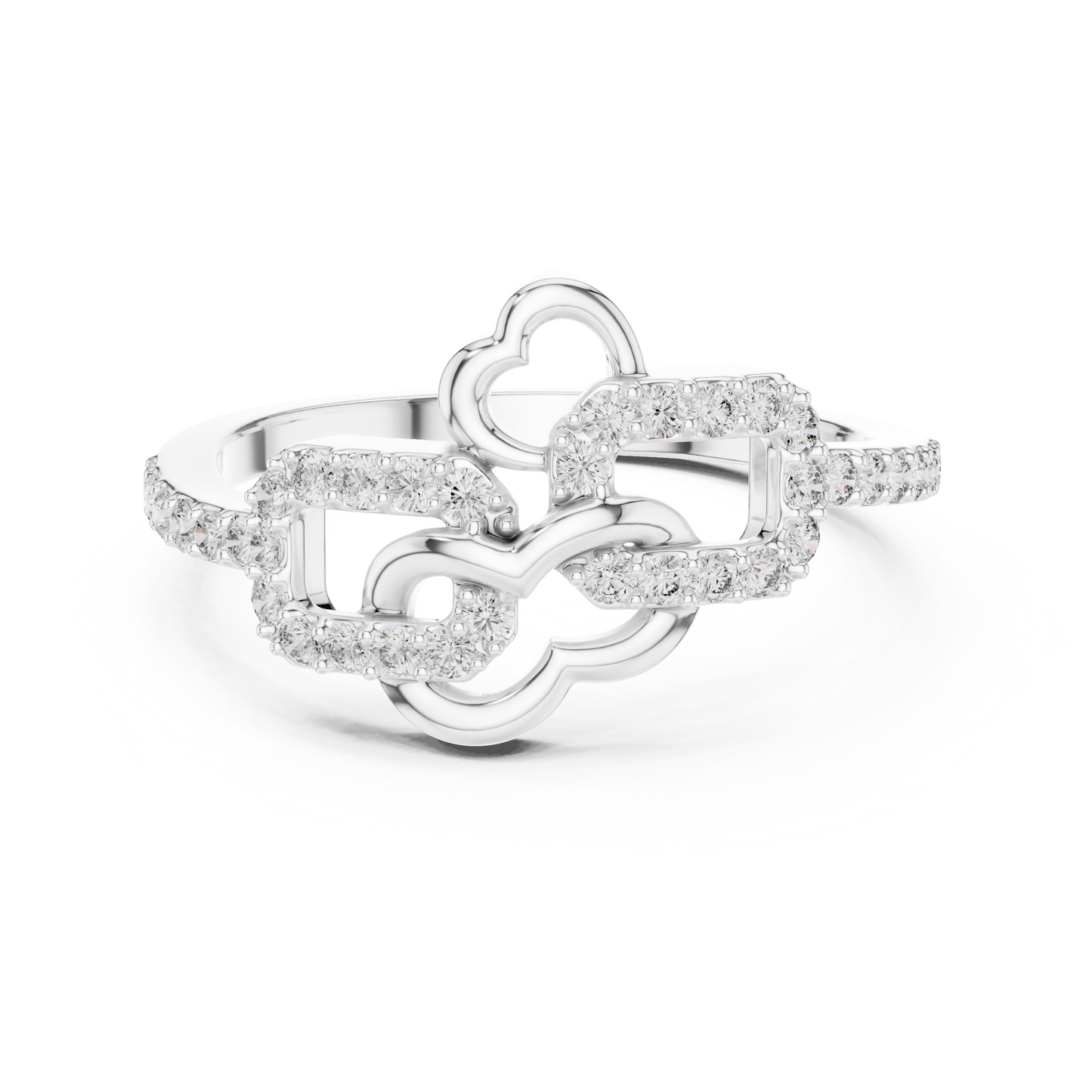 Lab Created Diamond Geometric Connected Heart Ring