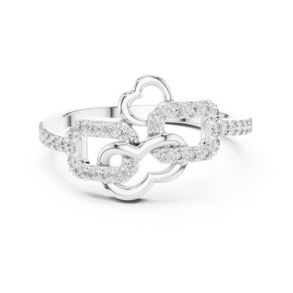 Lab Created Diamond Geometric Connected Heart Ring