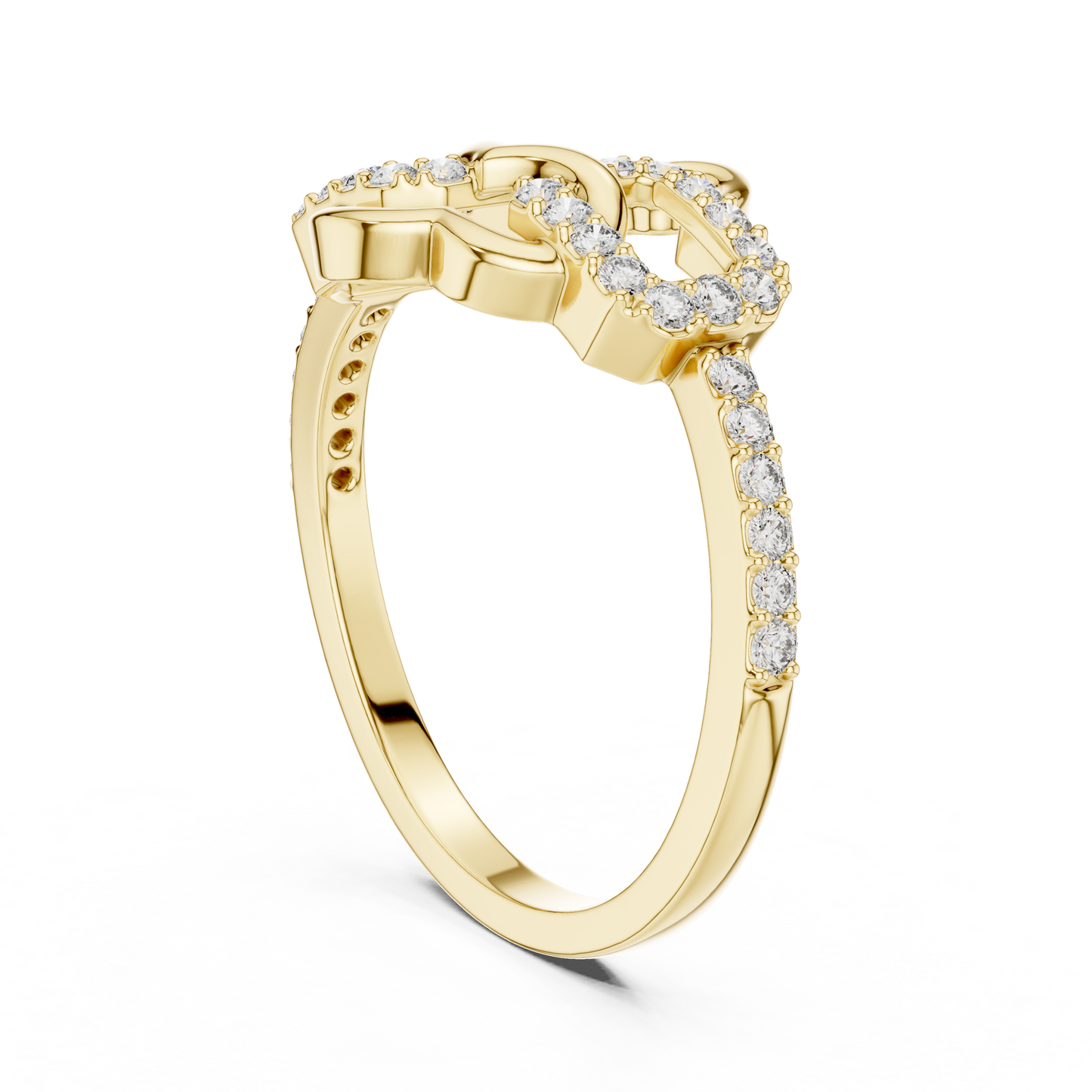 Lab Created Diamond Geometric Connected Heart Ring