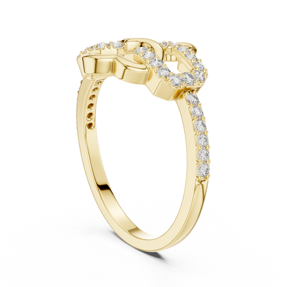 Lab Created Diamond Geometric Connected Heart Ring