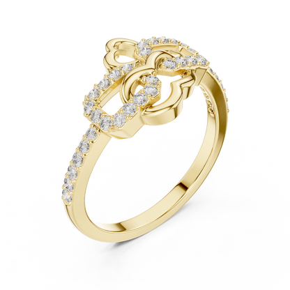 Lab Created Diamond Geometric Connected Heart Ring