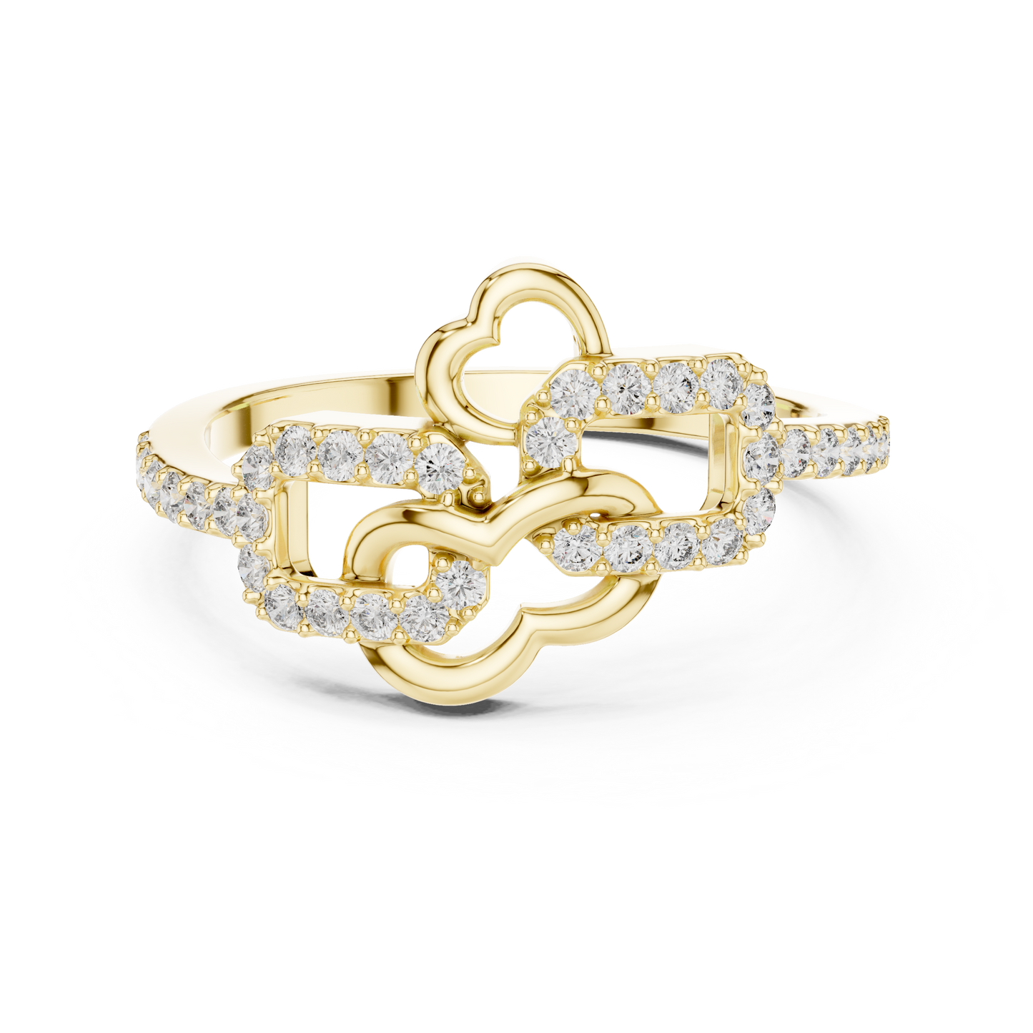 Lab Created Diamond Geometric Connected Heart Ring